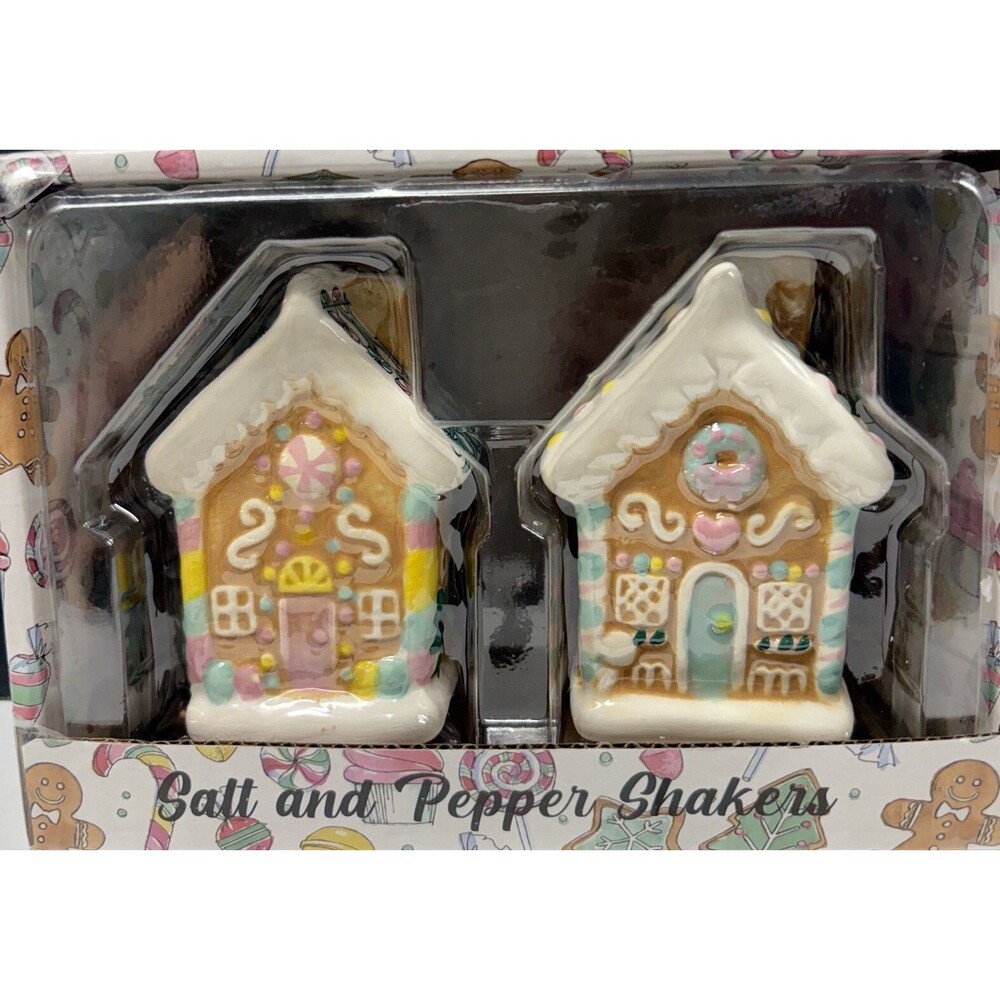 Gingerbread House Salt & Pepper Shakers Transpac New Christmas‎ Ships Same Day